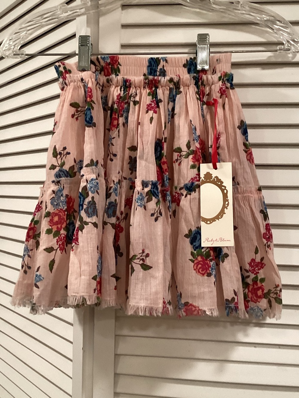 ruby & bloom Blush Pink Floral Skirt All Cotton Kids
